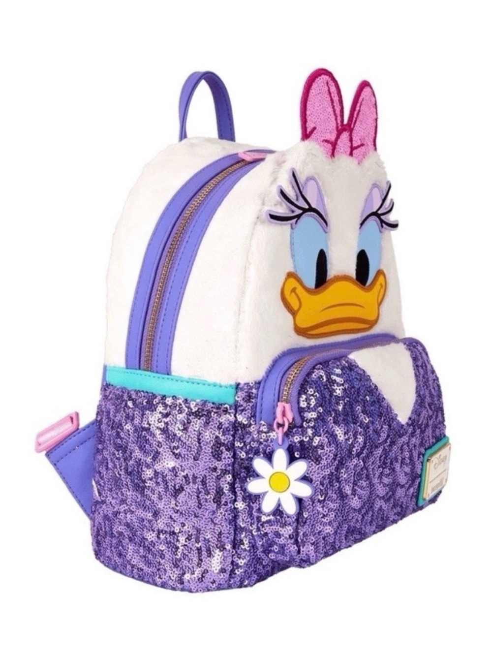 Disney Daisy Duck Purple Sequin Plush Backpack - Picture 2 of 5